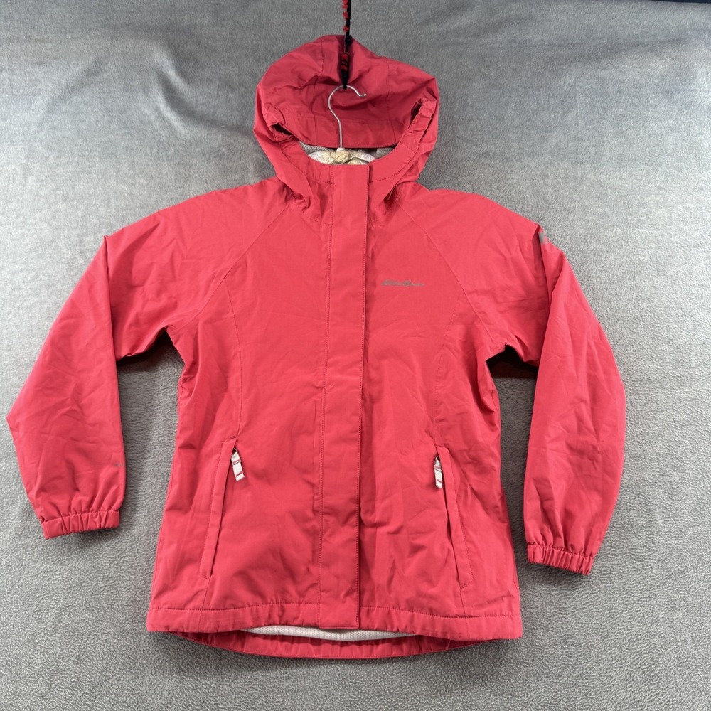 Eddie Bauer Jacket First Ascent Hood Rain Proof Pink Full Zip Girls 10/12 M